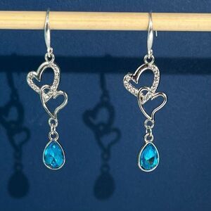 BBY Ice Blue Crystal & Cz 2” Silver Dangle Earrings